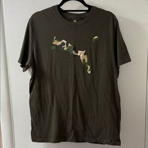 NWOT Never Worm PUMA Men's Camouflage Logo Olive Green T-Shirt